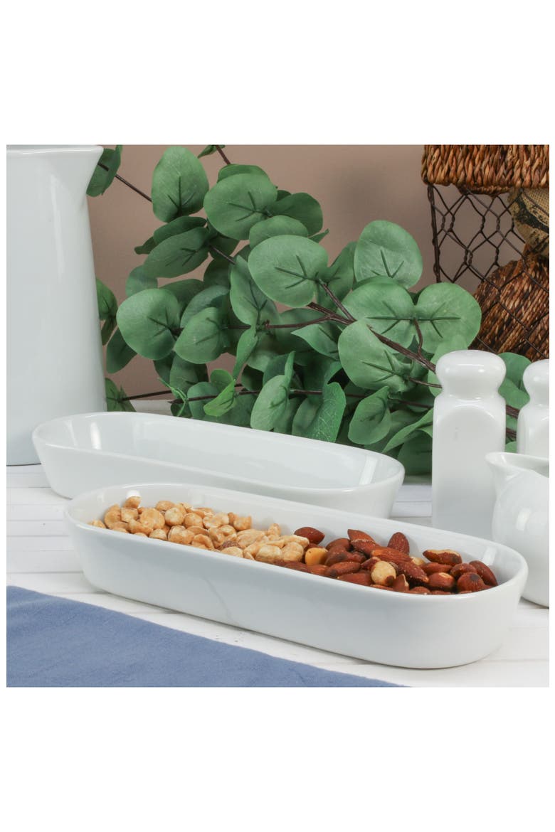 Oslo Set of 2 Oblong Baking Dishes, Alternate, color, WHITE