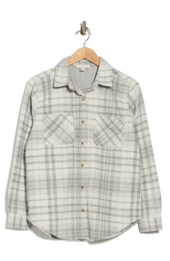 Beachlunchlounge Plaid Jacquard Knit Shacket In Lead Grey