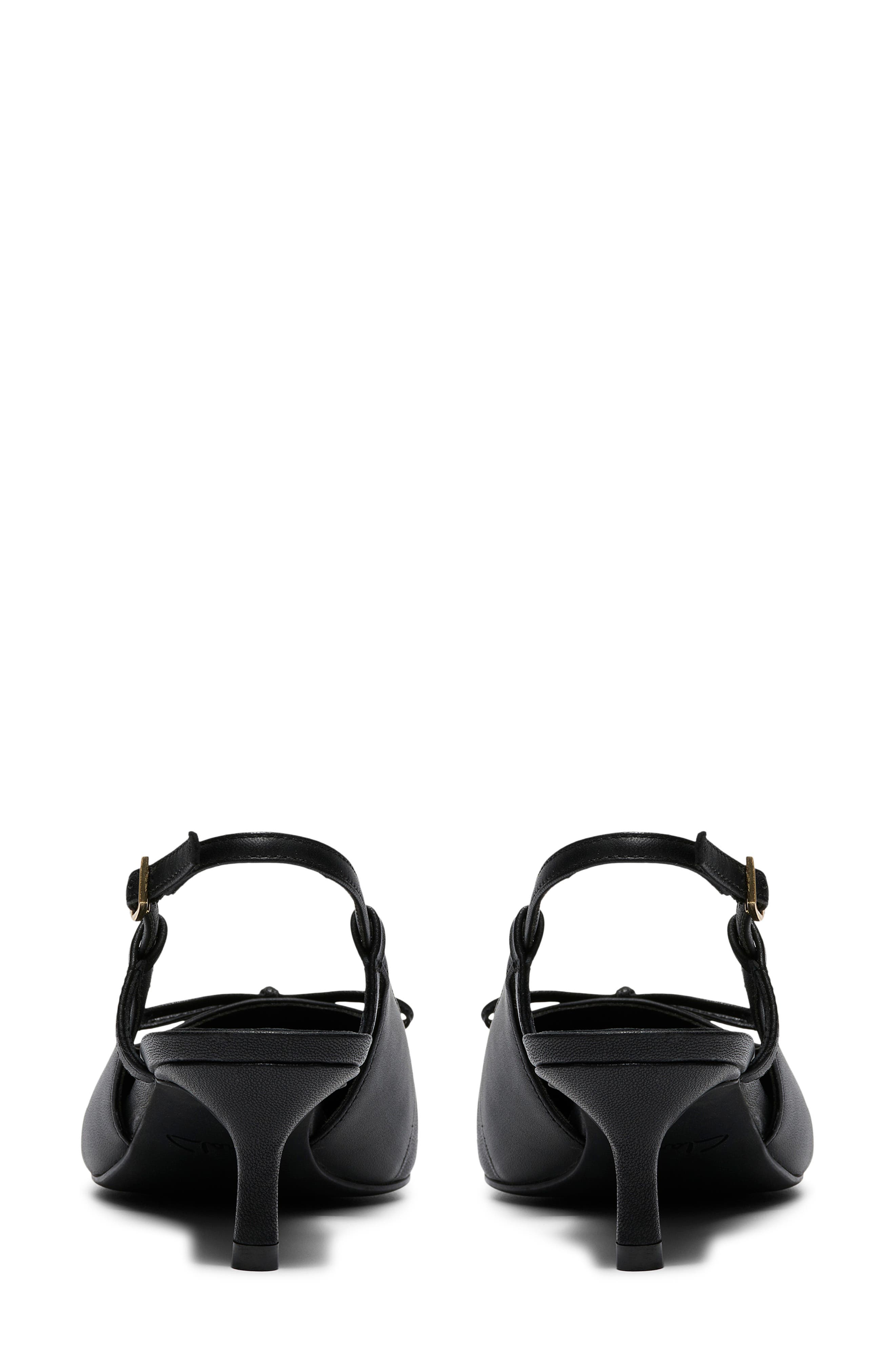 Clarks<sup>®</sup> Zarey Bow Pointed Toe Slingback Pump, Alternate, color, Black Leather