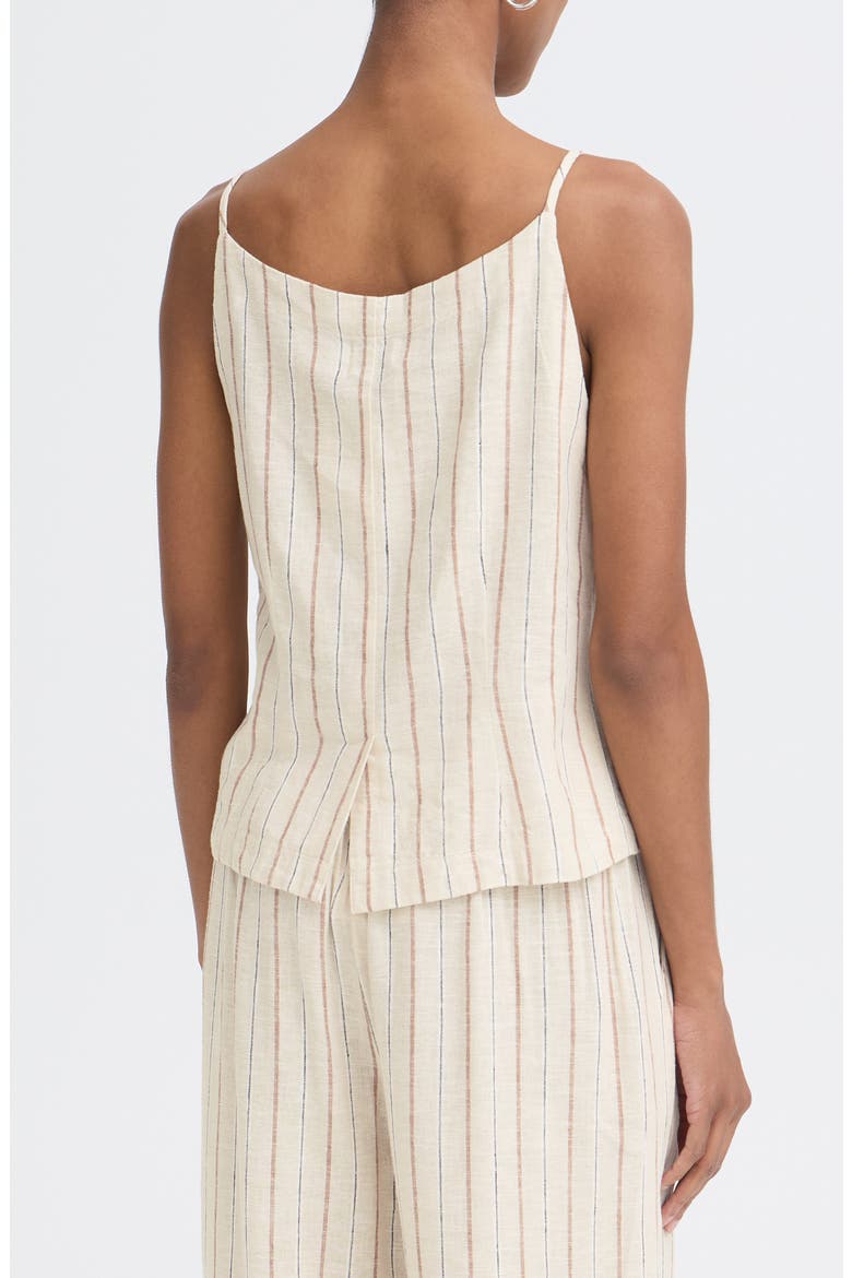 Sleeveless Linen Blend Top, Alternate, color, BROWN STRIPE