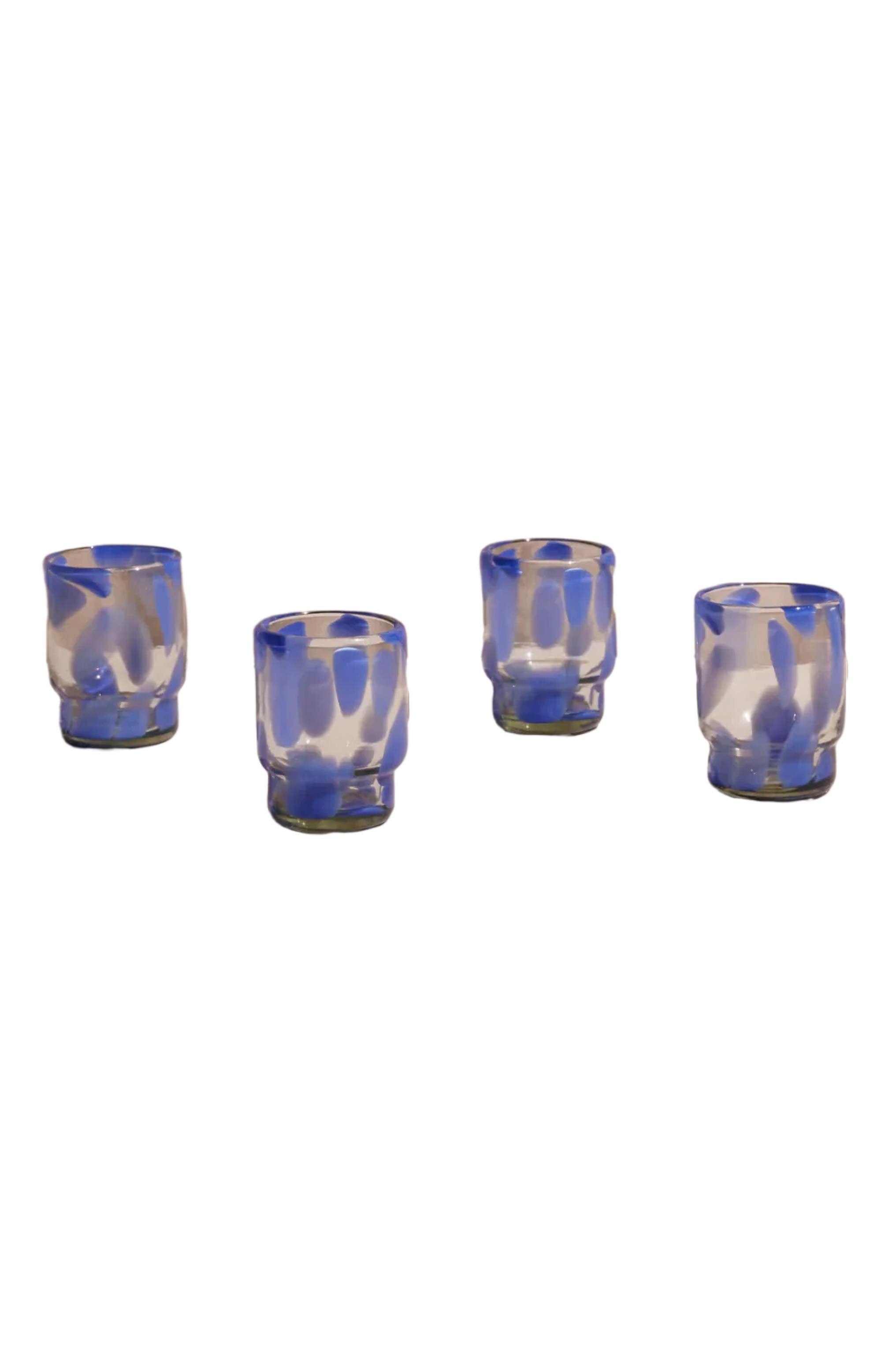 Meso Goods Marta Stackable Glass Blue & Clear - Set of 4 - Blue