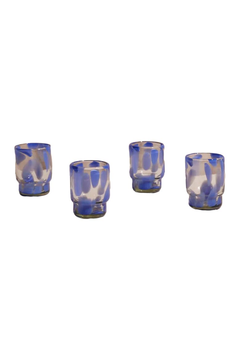 Marta Stackable Glass Blue & Clear - Set of 4, Main, color, Blue