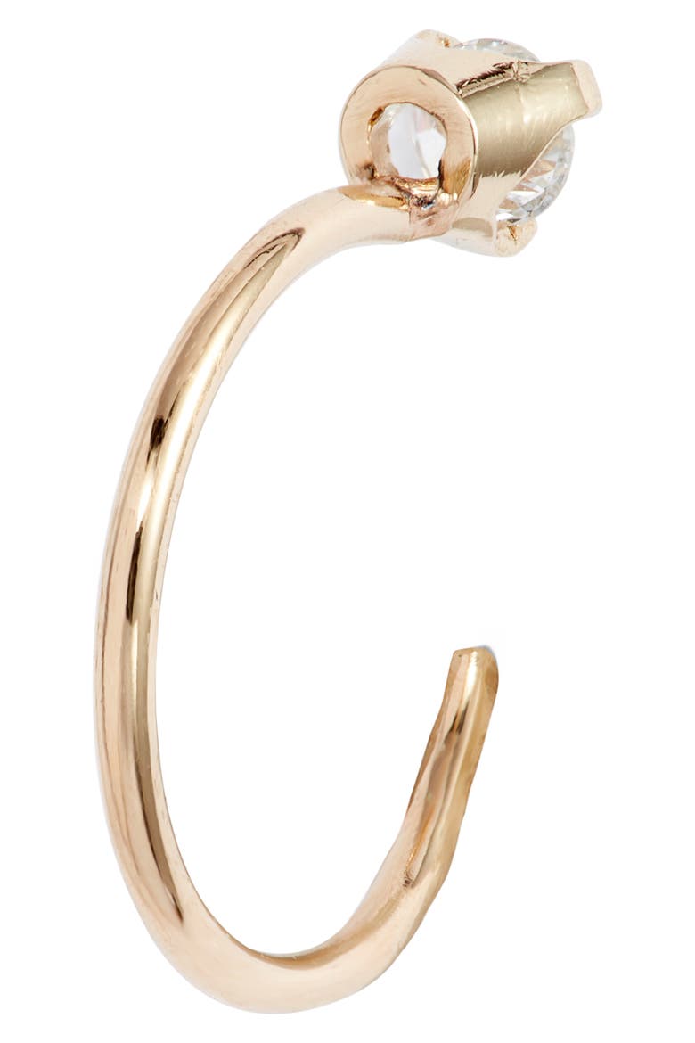 Single Diamond Open Hoop Earring, Alternate, color, D.05 14KYG