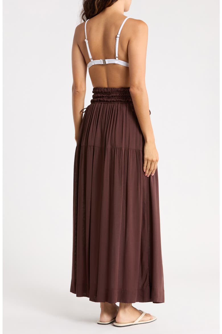 Smocked Waist Maxi Cover-Up Skirt, Alternate, color, CHOCOLATE