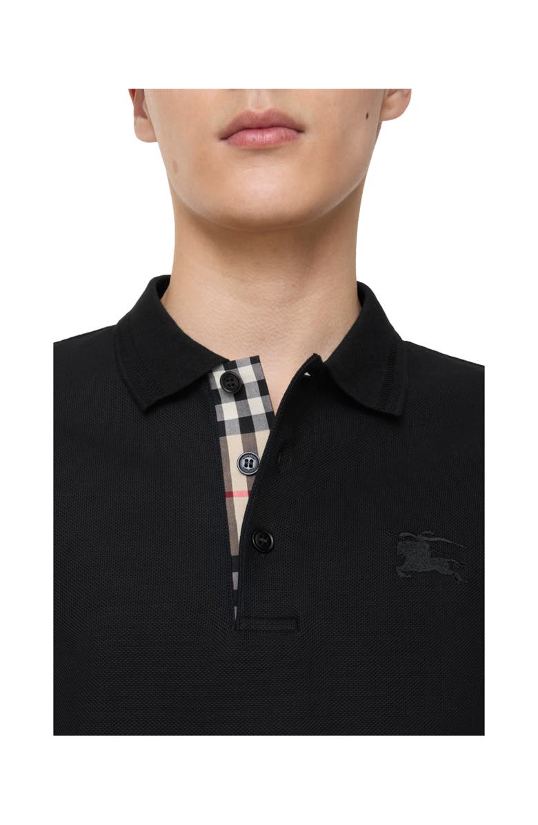 Burberry Long-sleeve Cotton Polo Shirt, Alternate, color, Black