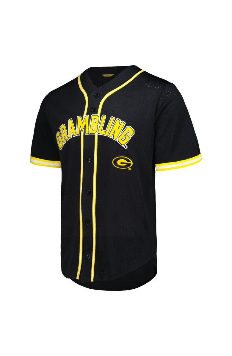 PRO STANDARD Men's Pro Standard Black Grambling Tigers Homecoming Mesh Button-Down Shirt, Alternate, color, 