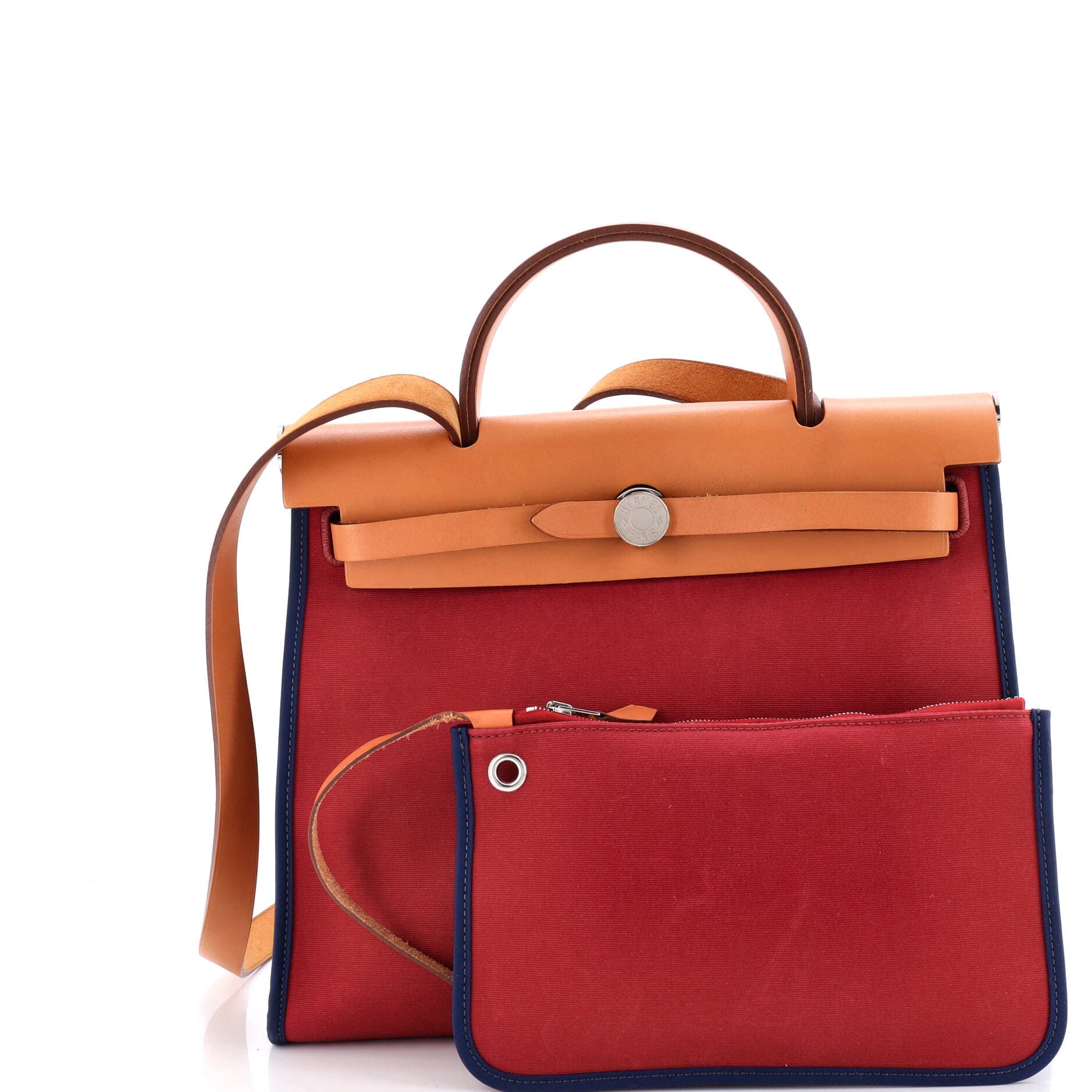 Pre-Owned Hermes Herbag Zip Leather and Toile 31, Alternate, color, 