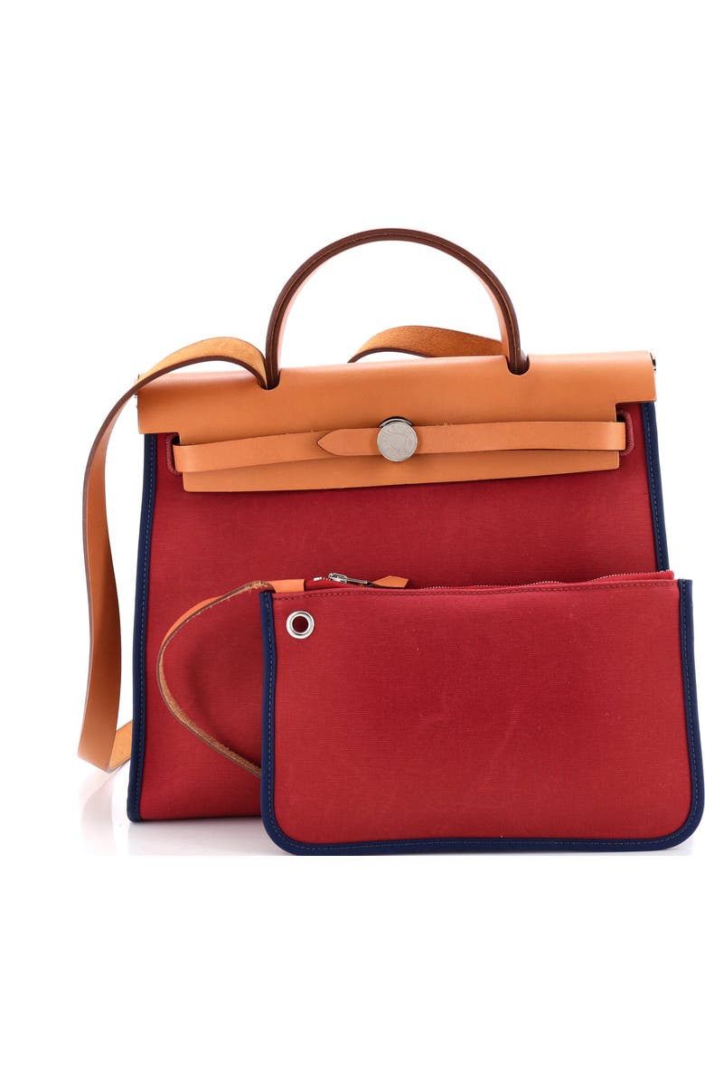 Pre-Owned Hermes Herbag Zip Leather and Toile 31, Alternate, color, Rubis