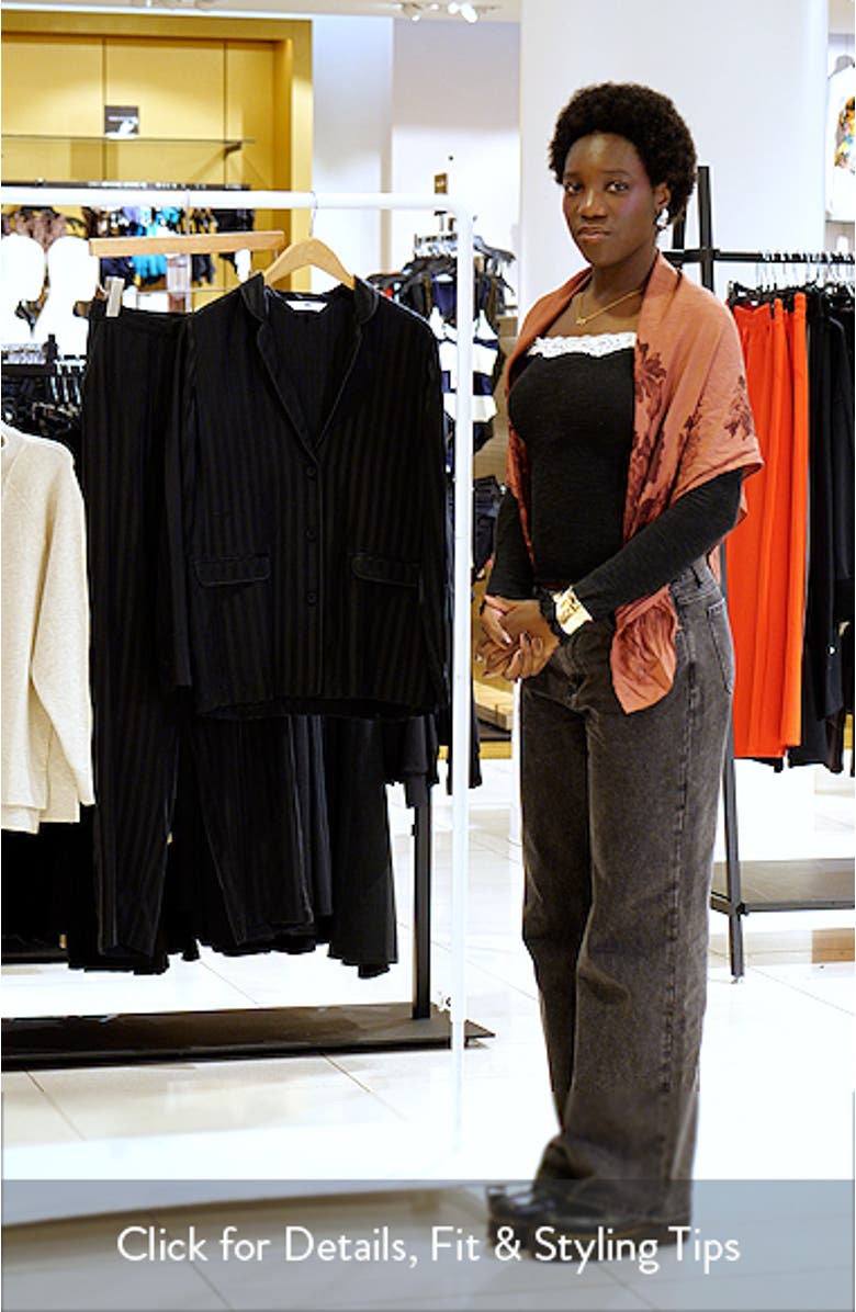 Stripe Jacquard Washable Silk Pajamas, sales video thumbnail