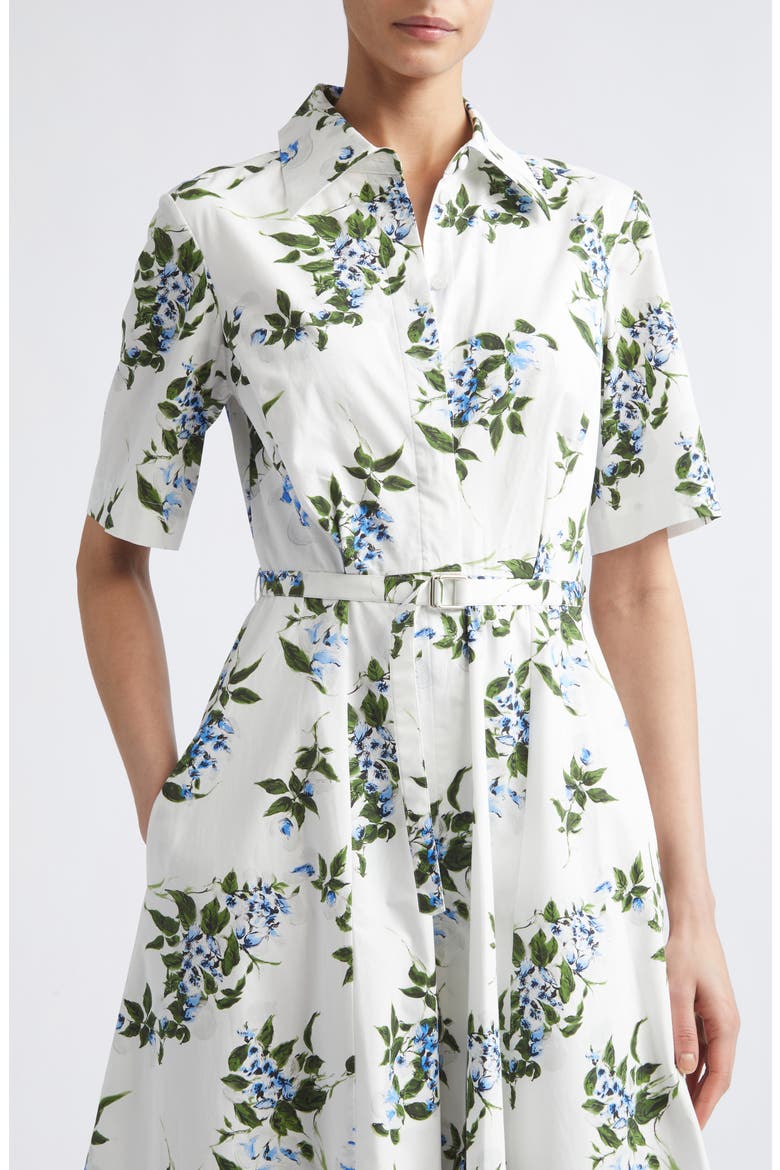 Rubie Floral Cotton Midi Shirtdress, Alternate, color, WHITE-LILAC LILLIES/ CHERRY
