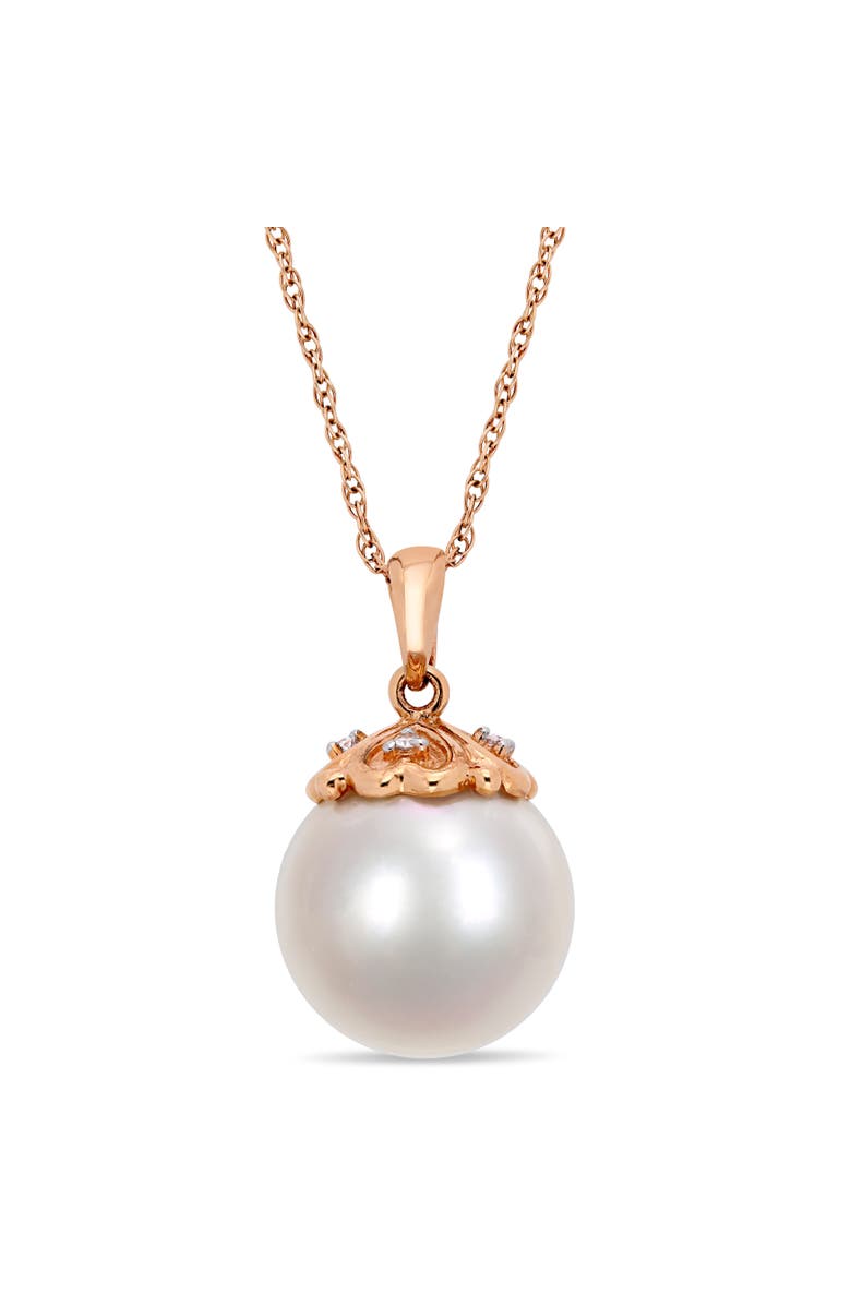Julianna B. Cultured Pearl & Diamond Pendant Necklace 10k, Main, color, 10K Rose Gold