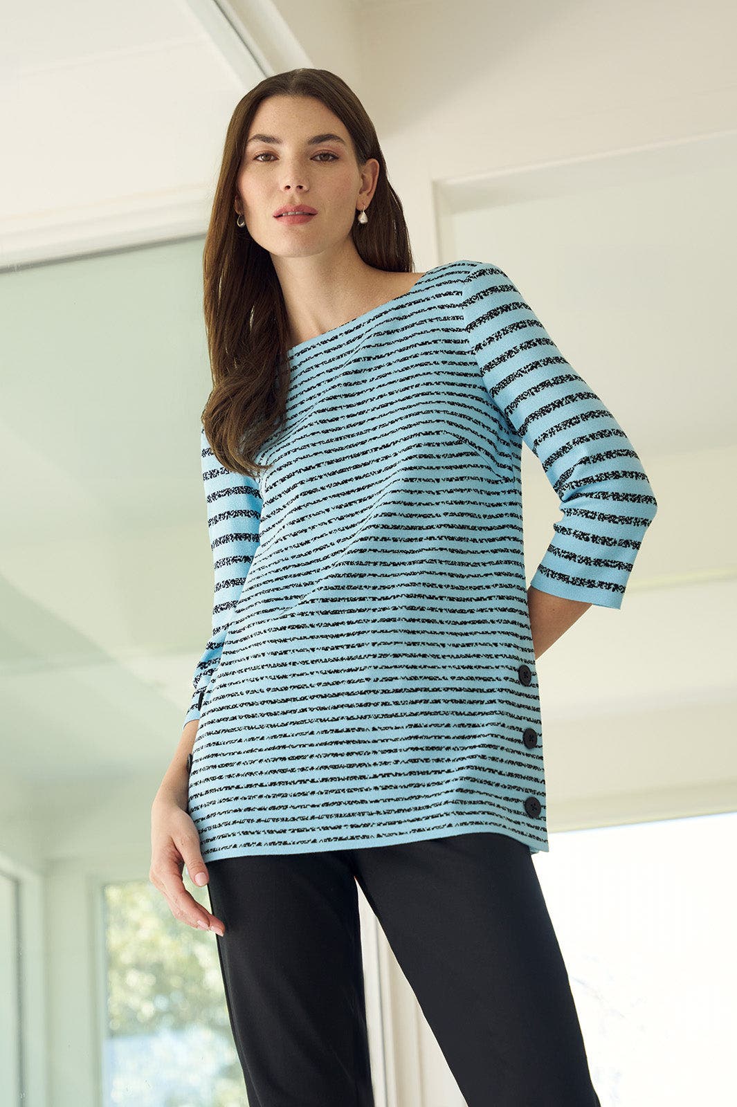 Horizontal Stripe Soft Knit Tunic - image 2