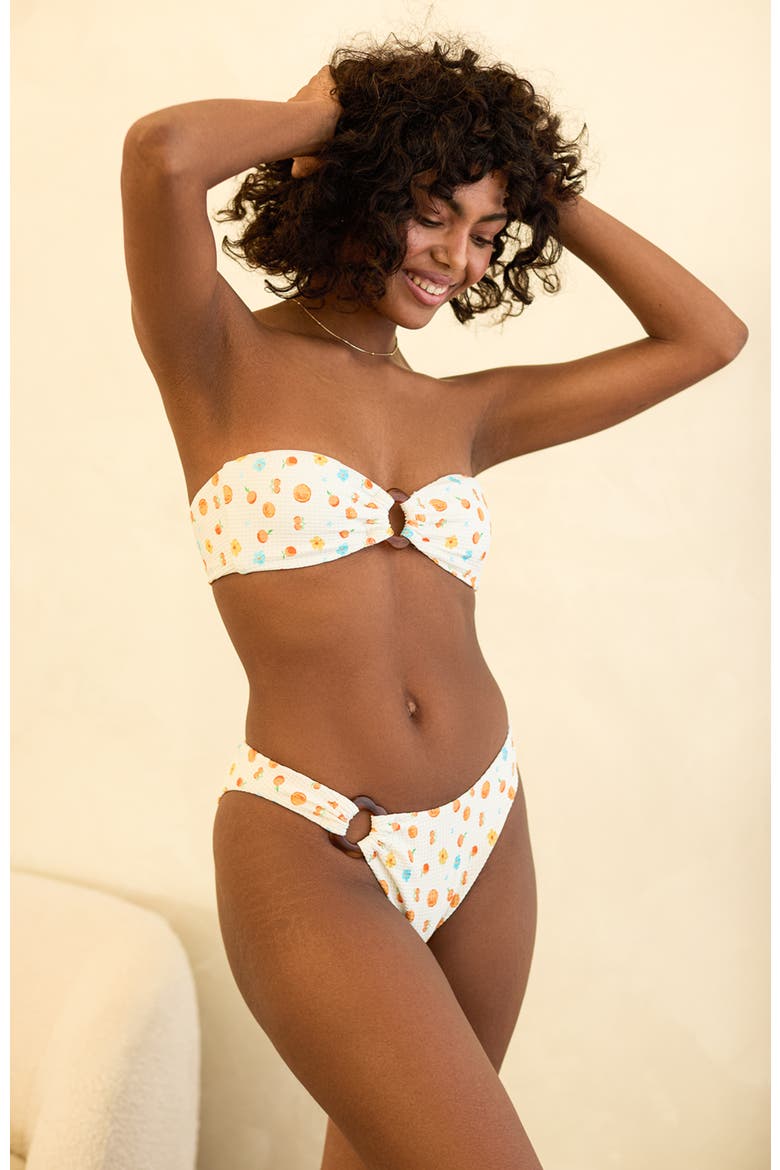Lotus Bandeau Bikini Top, Alternate, color, Clementine