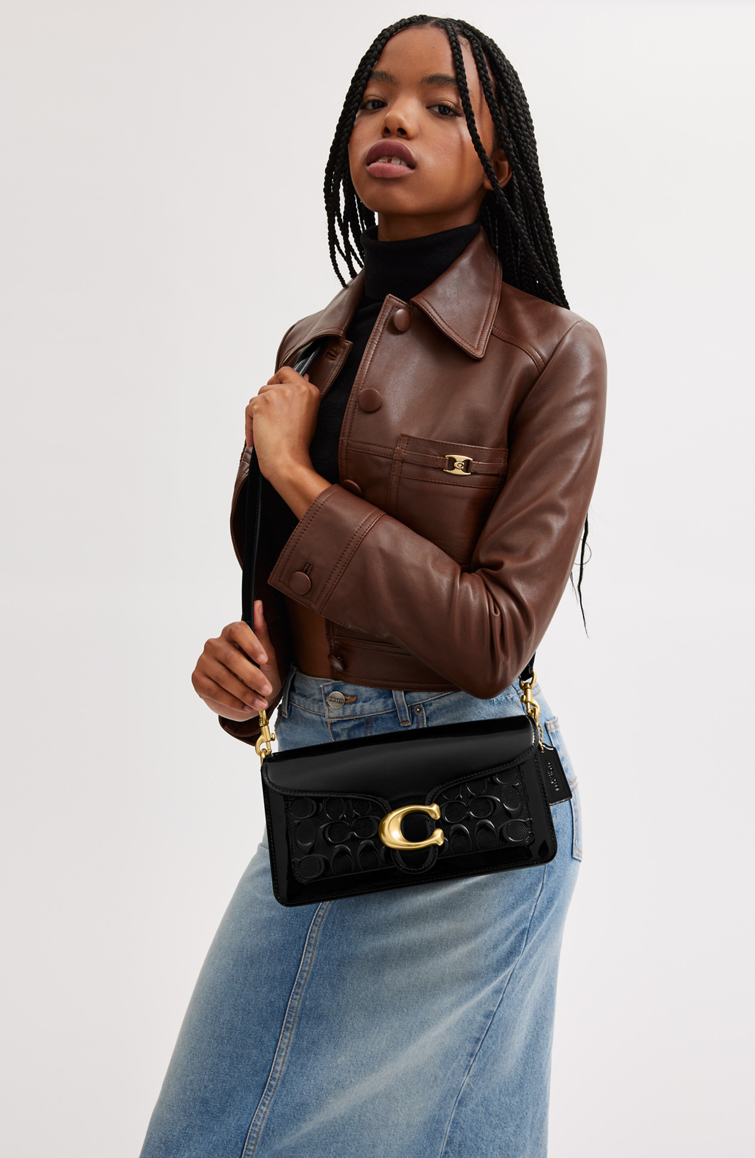 COACH Tabby 26 Signature Patent Leather Shoulder Bag, Alternate, color, 