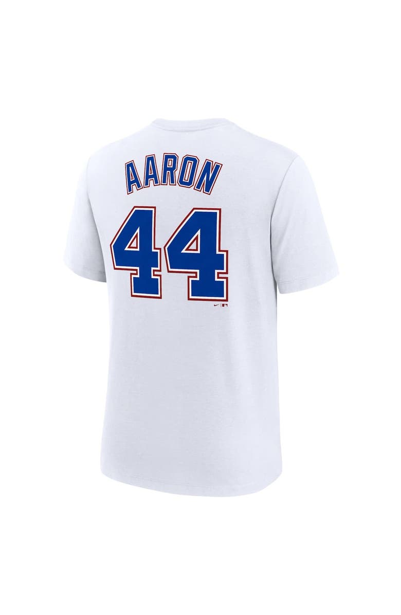 Nike Men's Nike  Hank Aaron White Atlanta Braves Cooperstown Collection Tri-Blend Name & Number T-Shirt, Alternate, color, 
