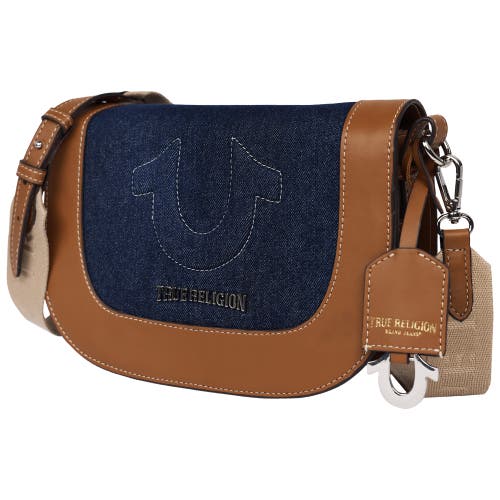 True Religion Denim Raised Horseshoe Crossbody Flap In Blue