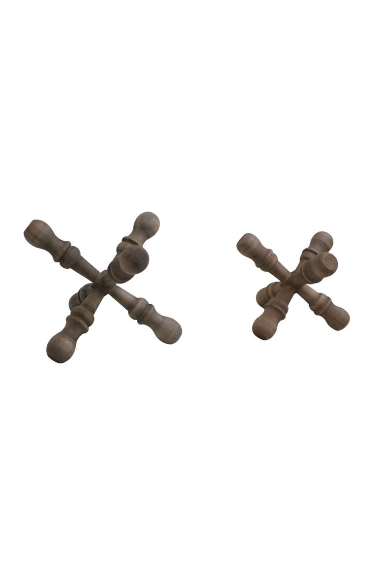 Turned Spindle Table Decor Set of 2, Main, color, Brown