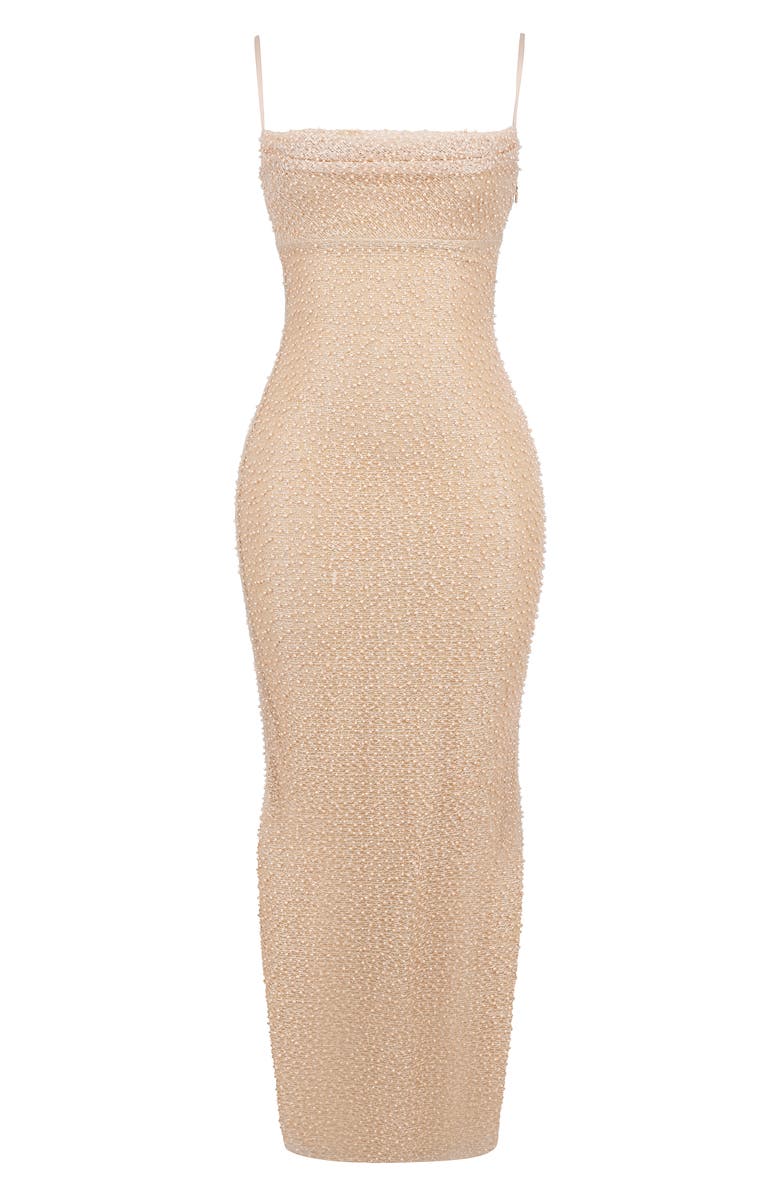 HOUSE OF CB Calla Beaded Mesh Overlay Gown, Alternate, color, Bleached Sand