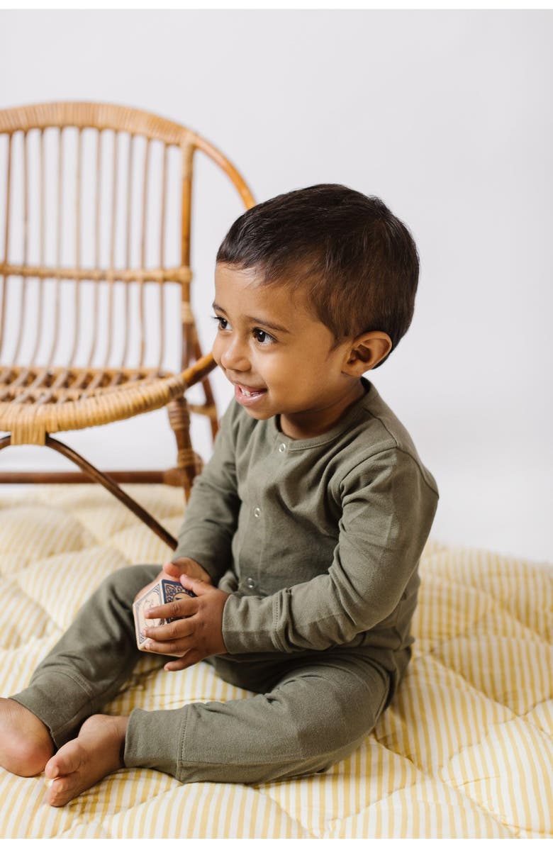 Pehr Essentials Organic Cotton Romper, Alternate, color, Olive