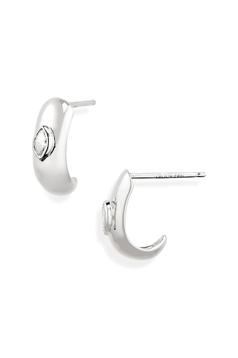 Alexa Jordyn Diamond Hoop Earrings, Main, color, WHITE GOLD/ DIAMOND