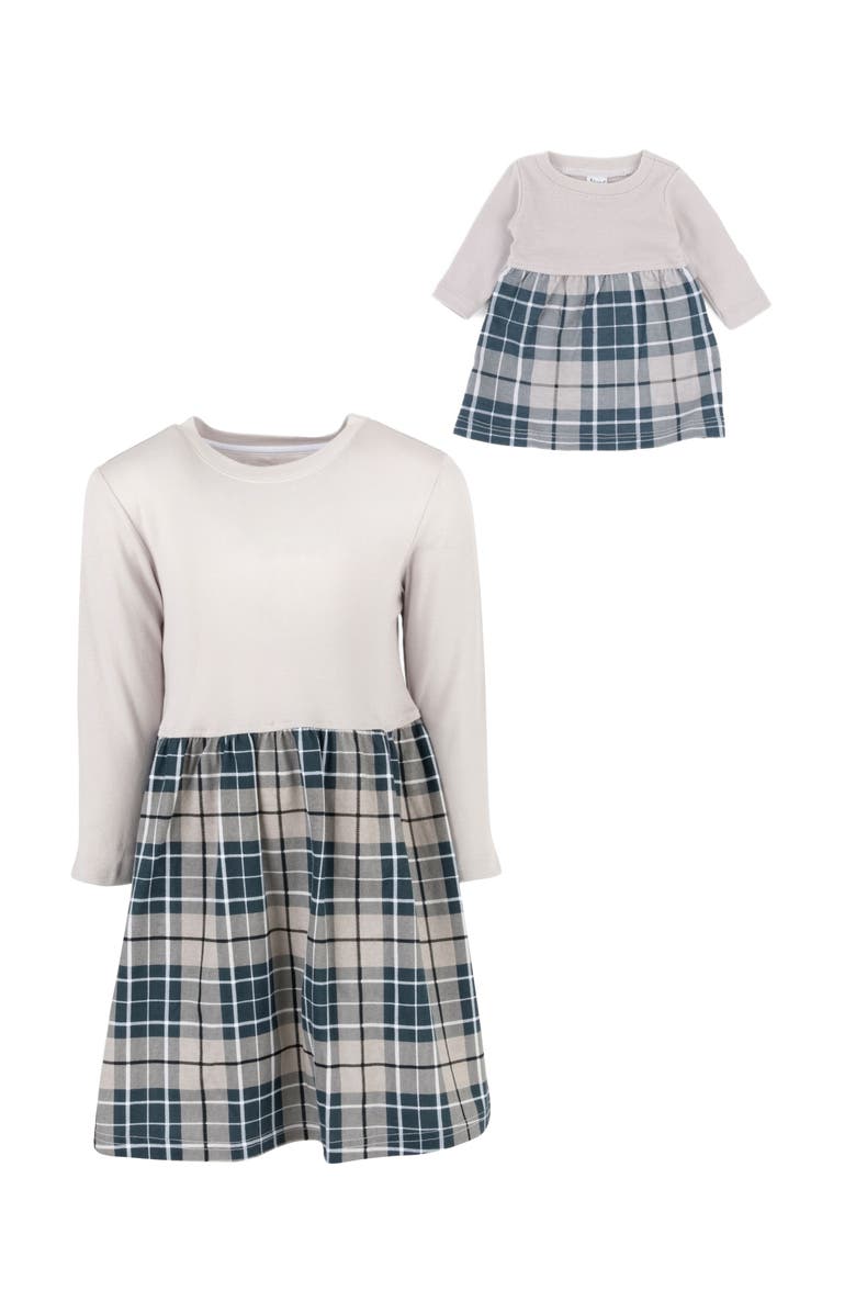 Leveret Girls Skirt Dress with Matching Doll Dress, 100% Cotton, Alternate, color, Light Gray