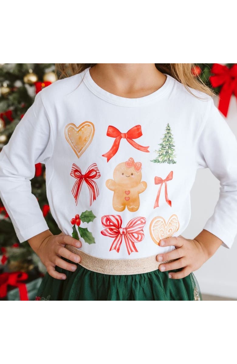 Sweet Wink Gingerbread Cutie Christmas Long Sleeve Shirt, Alternate, color, White