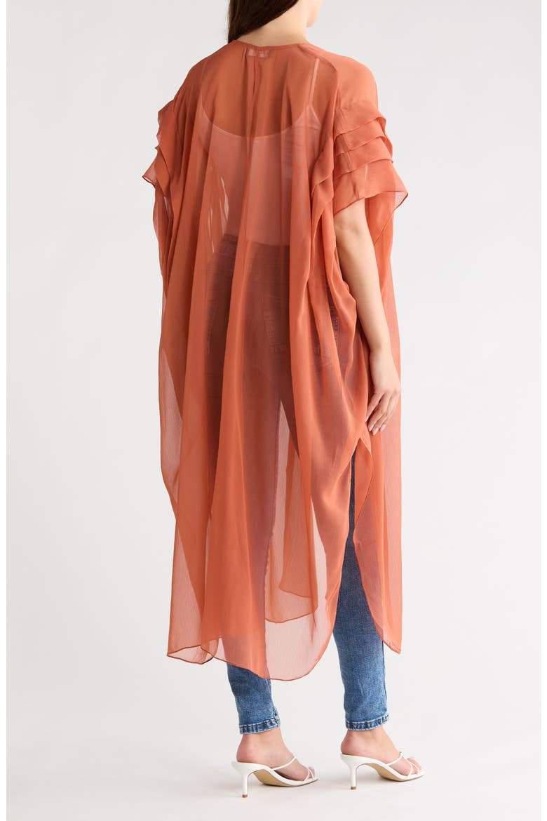 Solid Pleated Chiffon Duster, Alternate, color, RUST