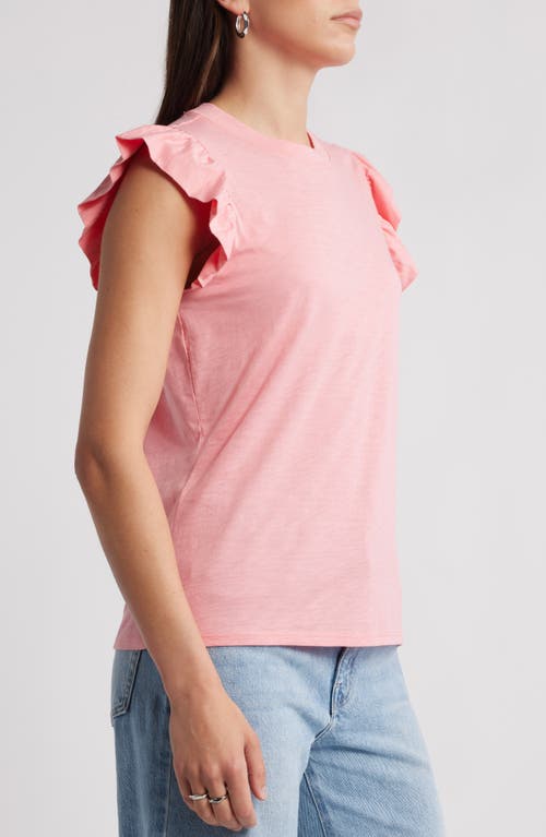 Caslonr Caslon(r) Ruffle Sleeveless Pima Cotton Top In Pink
