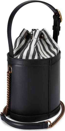 Small Chelsea Leather Round Bucket Bag