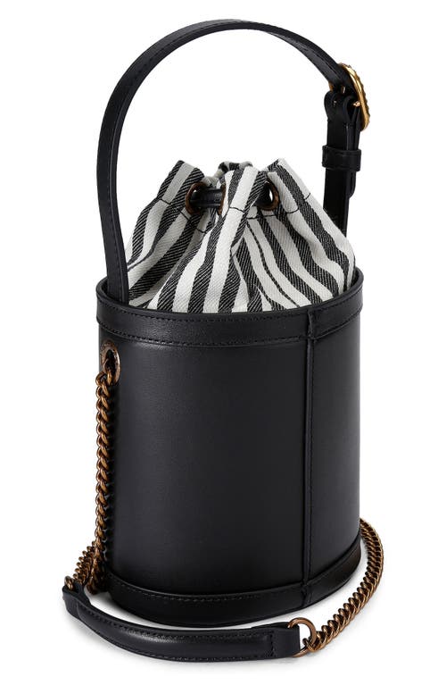 Kurt Geiger London Small Chelsea Leather Round Bucket Bag In Black