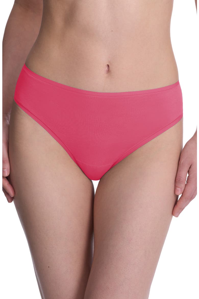 Bliss Bare Stretch Cotton Thong, Main, color, FUCHSIA RS
