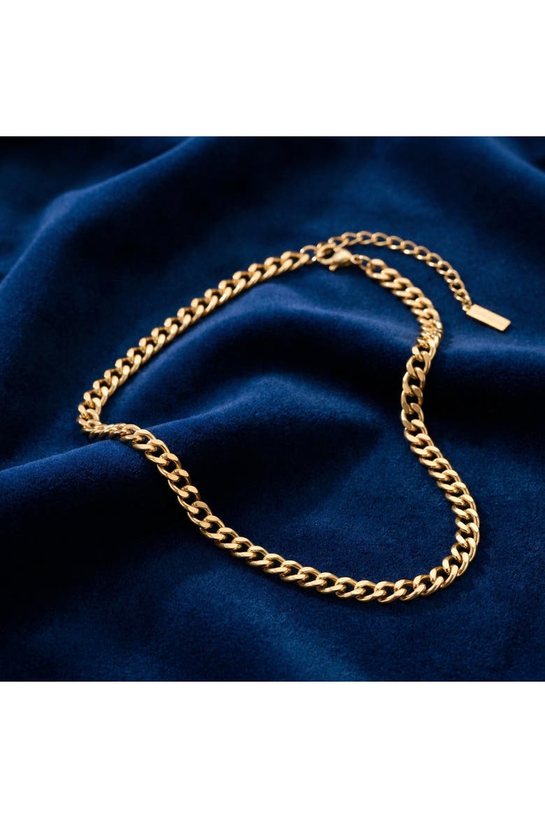Alize Necklace 18k Gold Plated 14" 12mm Width Curb Chain with 4" Extender, Alternate, color, 18k Yellow Gold