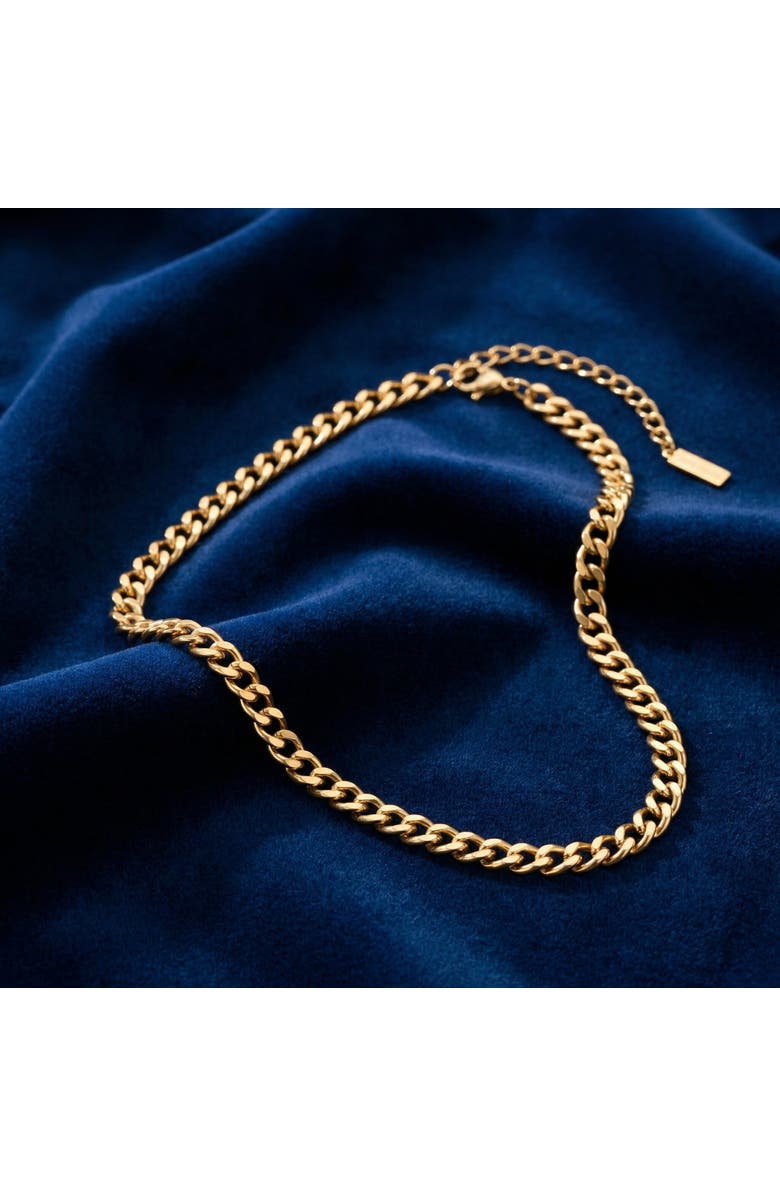 Bliss Diamond Alize Necklace 18k Gold Plated 14" 12mm Width Curb Chain with 4" Extender, Alternate, color, 18K Yellow Gold