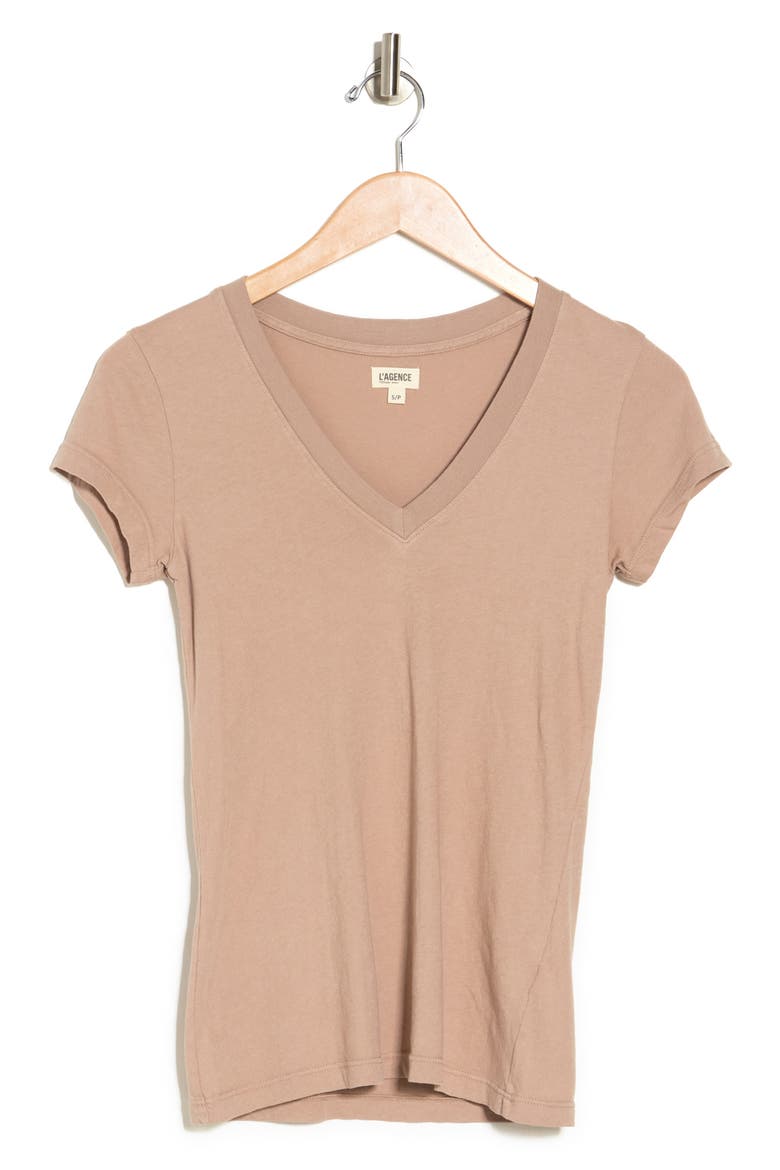 Becca V-Neck T-Shirt, Alternate, color, PECAN