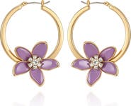GUESS Gold-Tone Crystal Hoop Earrings with Pink Charms