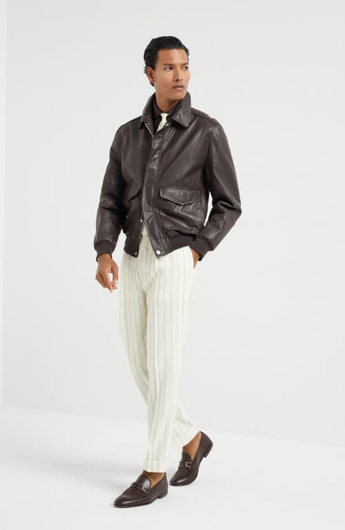 Brunello Cucinelli Virgin Wool Stripe Leisure Trousers In Panama