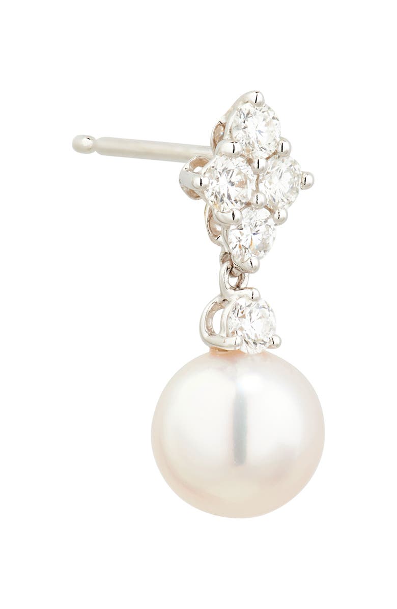 Mikimoto Akoya Pearl & Diamond Earrings, Alternate, color, Pearl/ White Gold