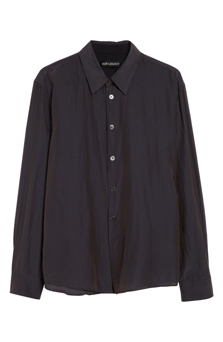 OUR LEGACY Beyond Semisheer Cotton & Silk Button-Up Shirt, Alternate, color, Charcoal Bordeaux Cotton Silk