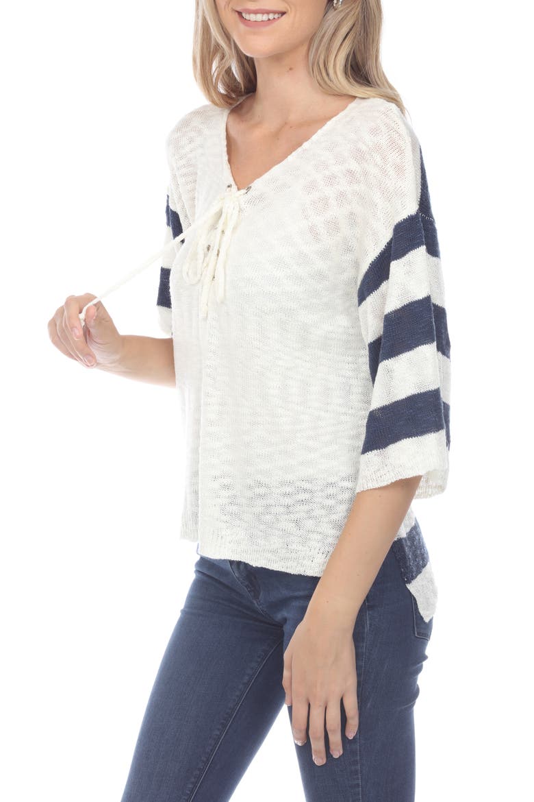 Stripe Knit Top, Alternate, color, NAVY