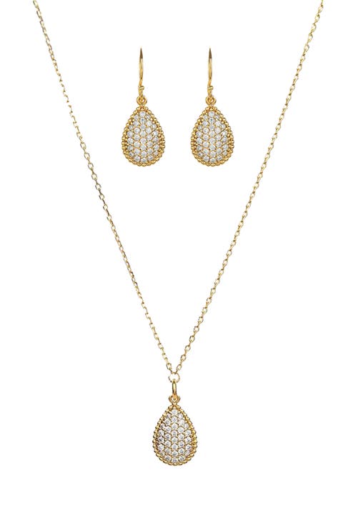Sterling Silver 18k Gold Plated Leah Crystal Necklace & Earring Set Holiday Gift Idea