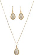 Bearfruit Jewelry Sterling Silver 18k Gold Plated Leah Crystal Necklace & Earring Set Trendy