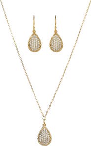 Bearfruit Jewelry Sterling Silver 18k Gold Plated Leah Crystal Necklace & Earring Set Trendy