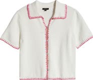 Rails Maliah Blanket Stitch Cotton Polo Sweater