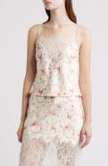 LoveShackFancy Constantina Floral Print Lace Satin Camisole