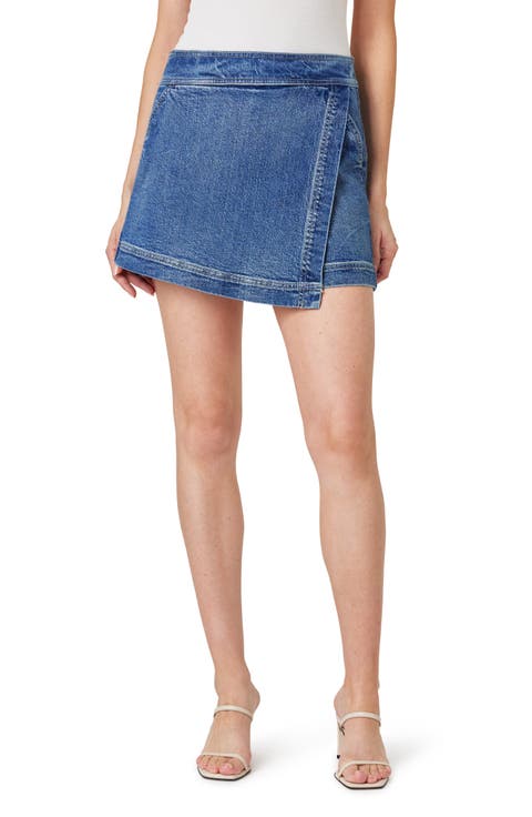 Faux Wrap Denim Skort