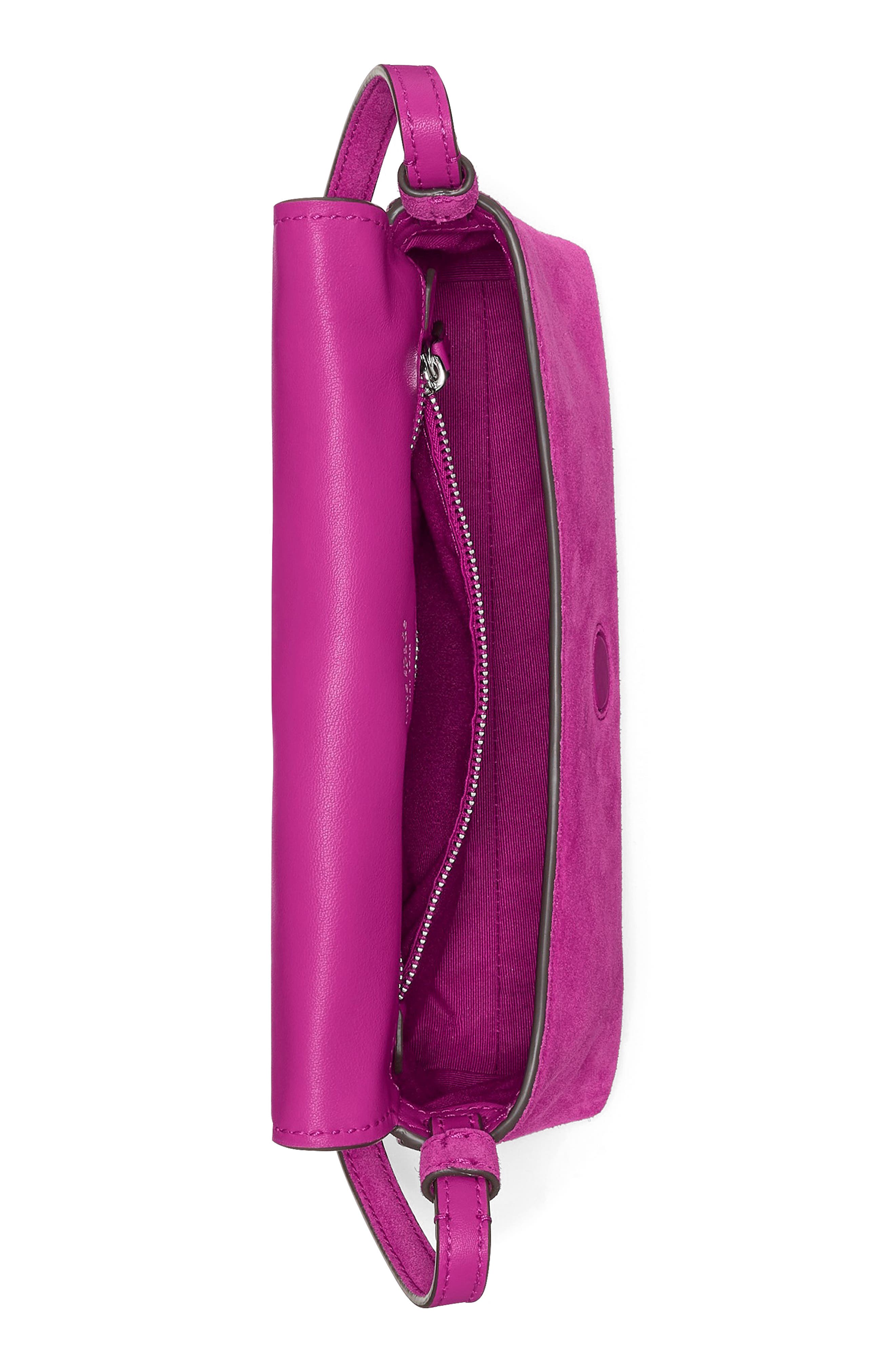 Loop Leather & Suede Shoulder Bag, Alternate, color, BEET