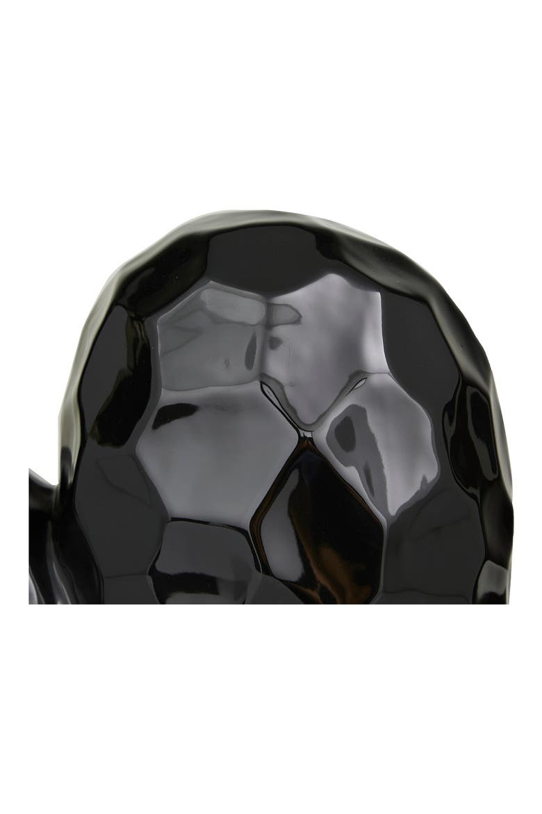 Black Porcelain Heart Sculpture, Alternate, color, BLACK