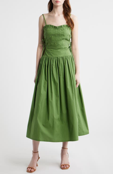 Pleated A-Line Midi Dress