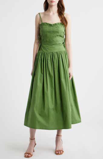 Pleated A-Line Midi Dress