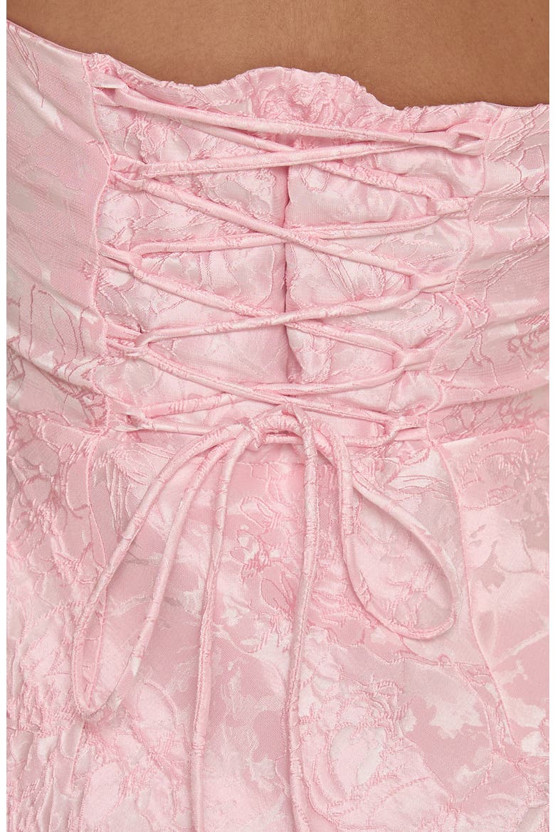 Lips Are Sealed Lace Jacquard Strapless Gown, Alternate, color, PINK